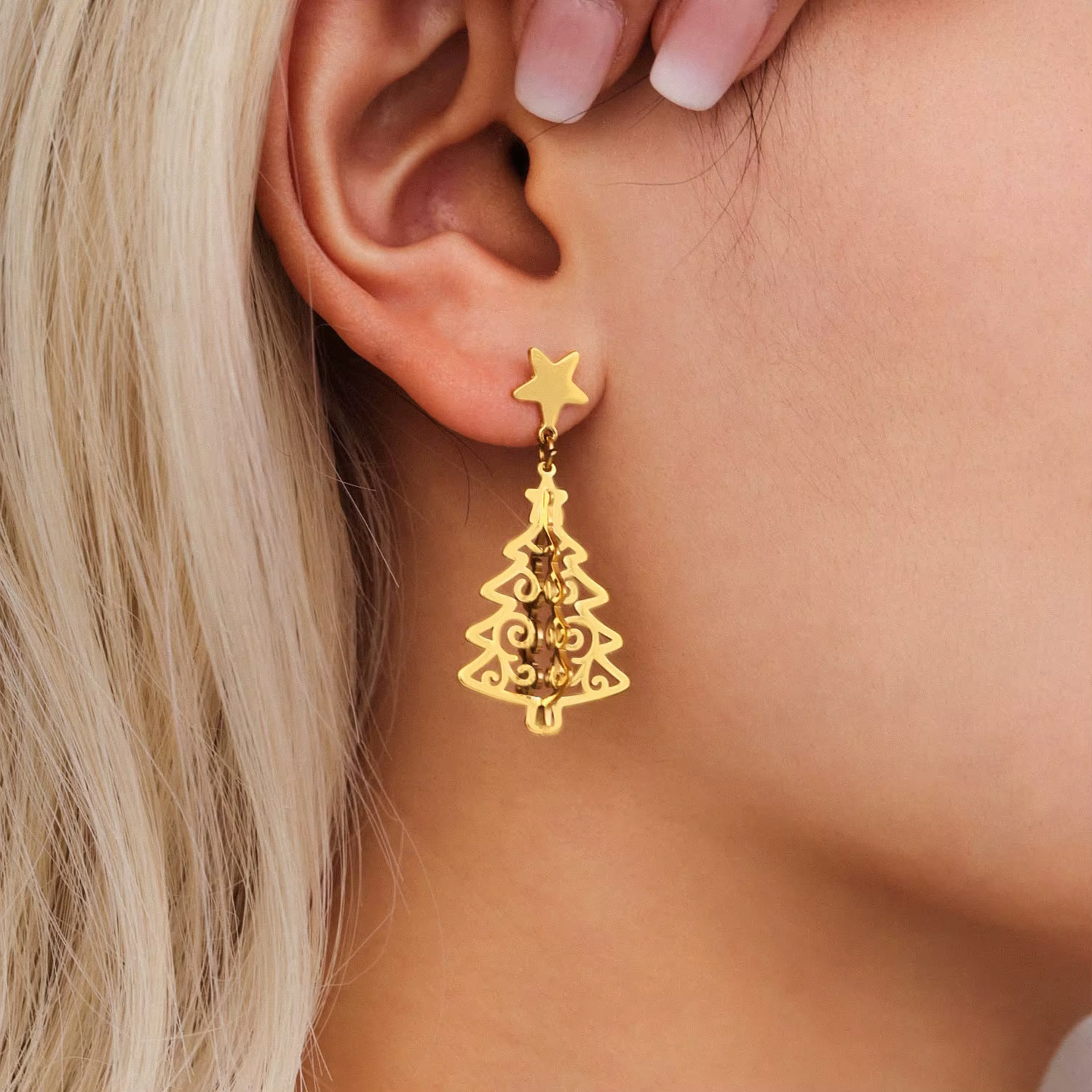 Boucles d'oreilles pendantes en forme d'arbre pour femmes