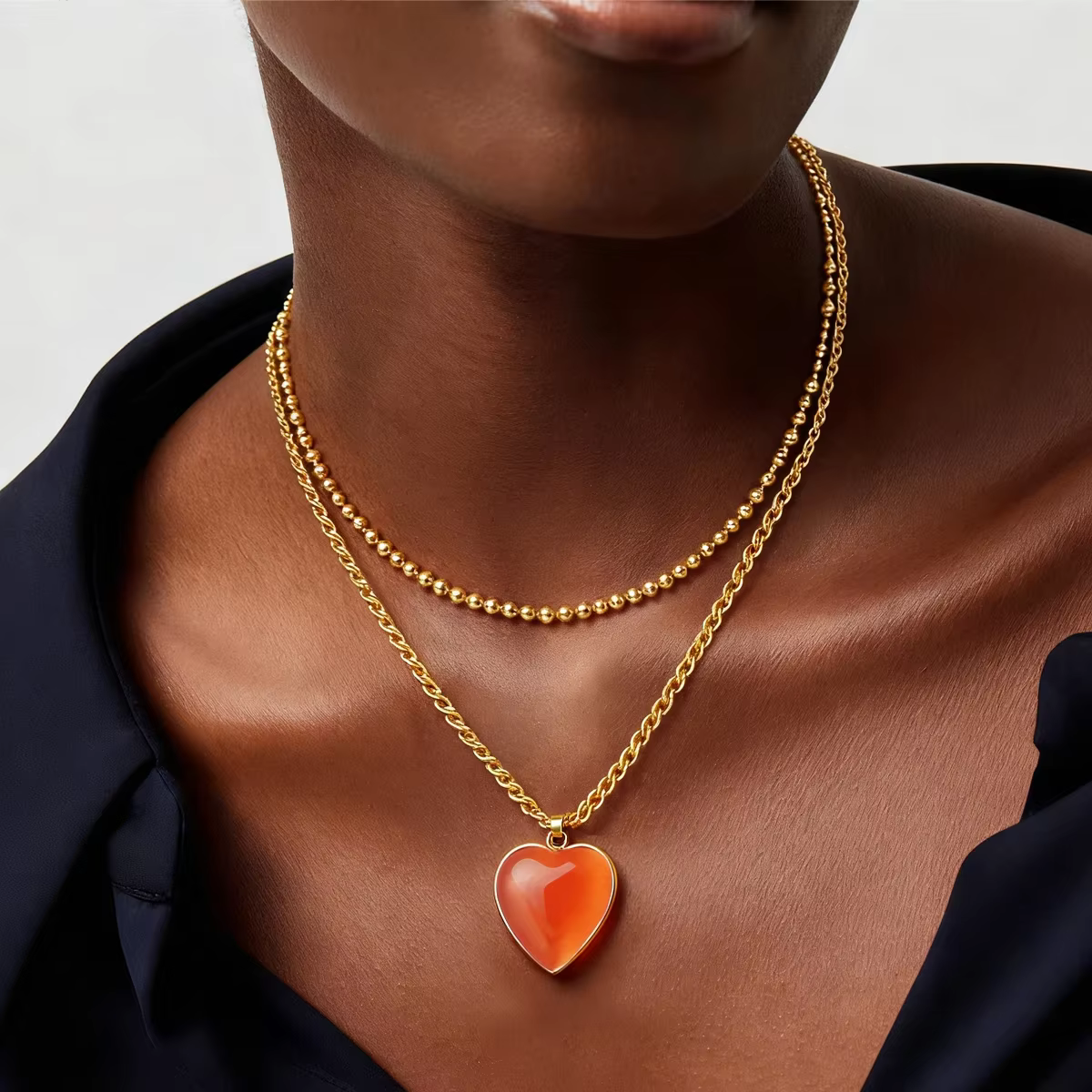 Collier pendentif coeur pour femmes Style minimaliste