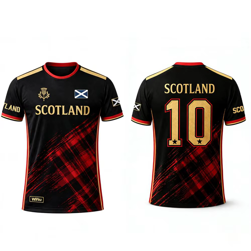 T-shirt imprimé drapeau écossais 2026 – Maillot de football respirant et à séchage rapide pour homme – Tenue d'entraînement quotidienne – Cadeau pour supporter