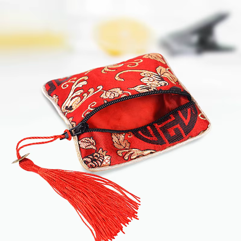 Sac à bijoux en brocart chinois fait à la main