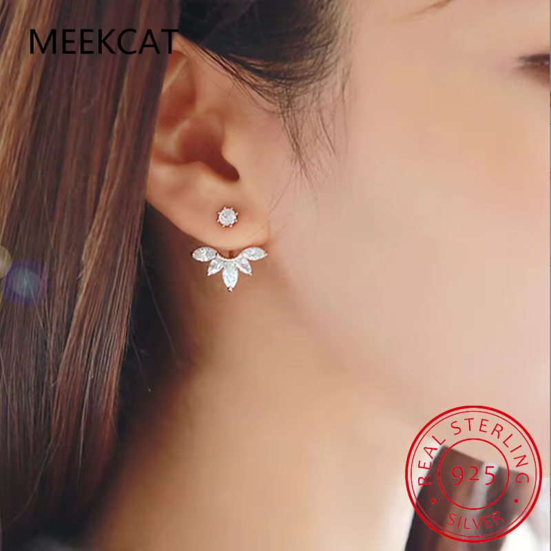 Boucles d'oreilles pendantes détachables 2 pierres en moissanite taille marquise 6cttw pour femme
