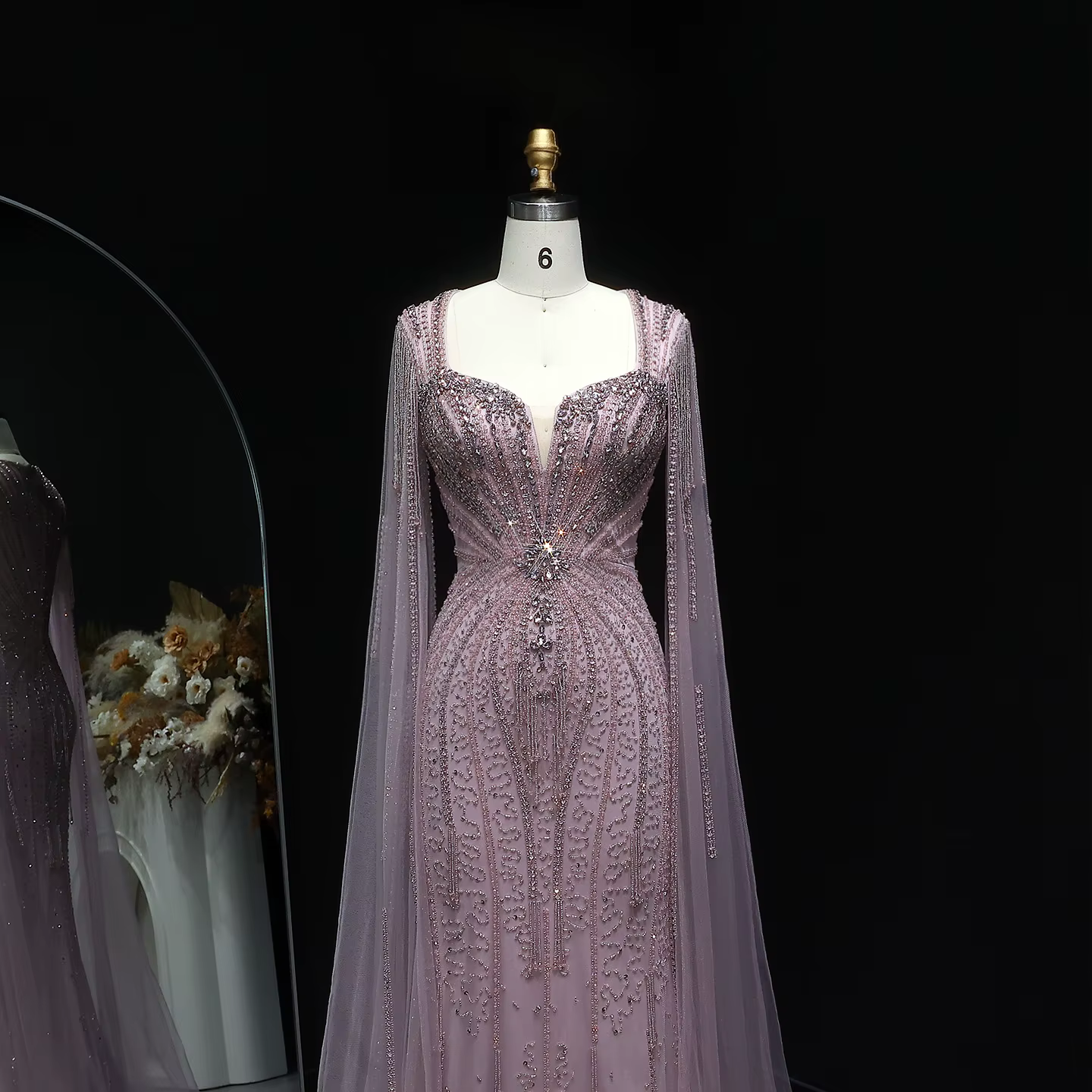Sharon Said dubaï luxe Champagne sirène robe de soirée avec manches Cape pour les femmes de mariage robes de bal SS024 personnalisé