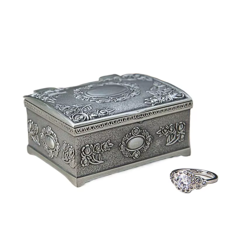 Boîte à bijoux rétro de style européen en métal