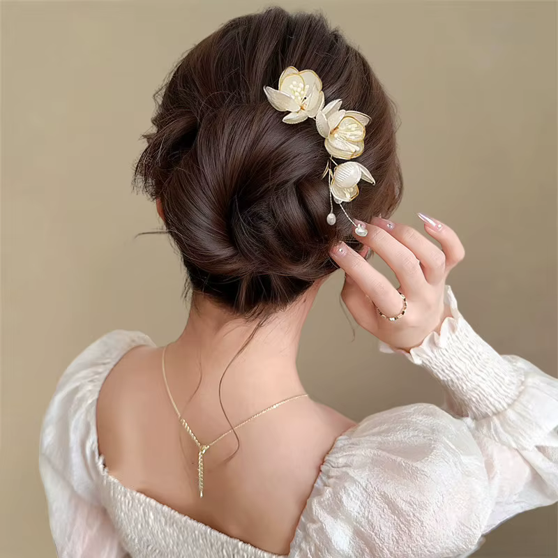 Peigne à cheveux floral de mariée élégant pour femme