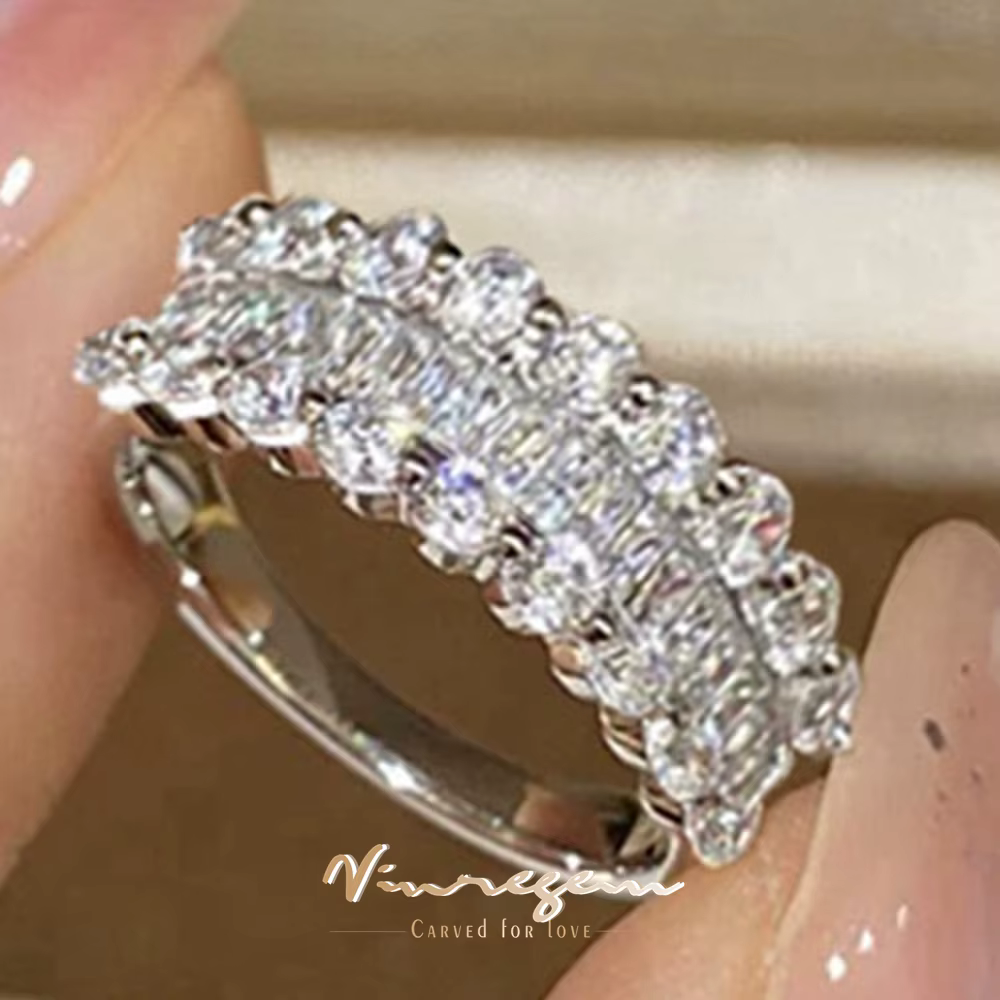Vinregem Lab Sapphire – bague de fiançailles en diamant à haute teneur en carbone pour femmes