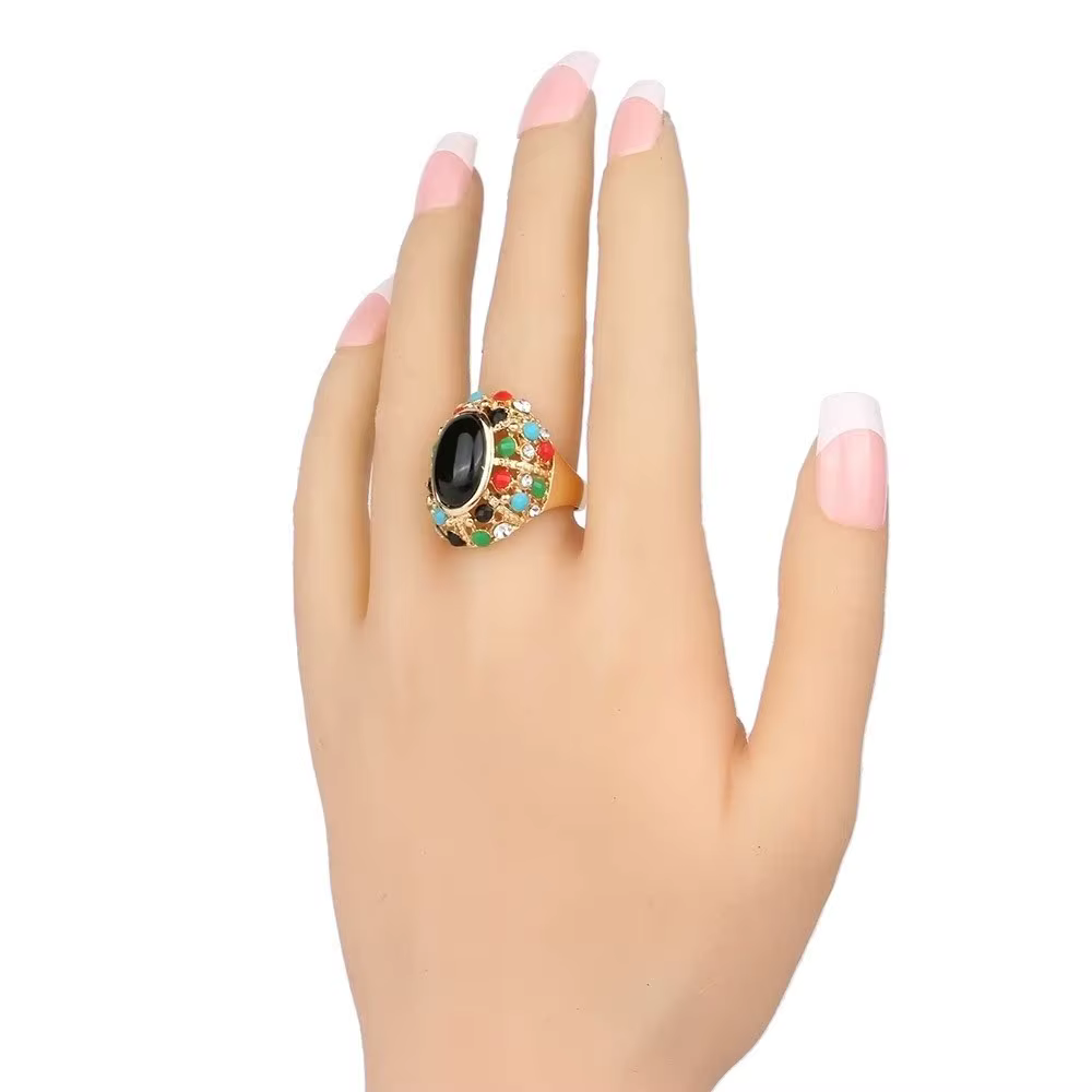 Bague unisexe haut de gamme en résine et pierres précieuses