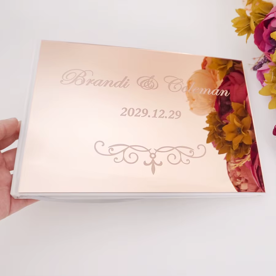 Livre d'or de mariage en acrylique miroir de luxe