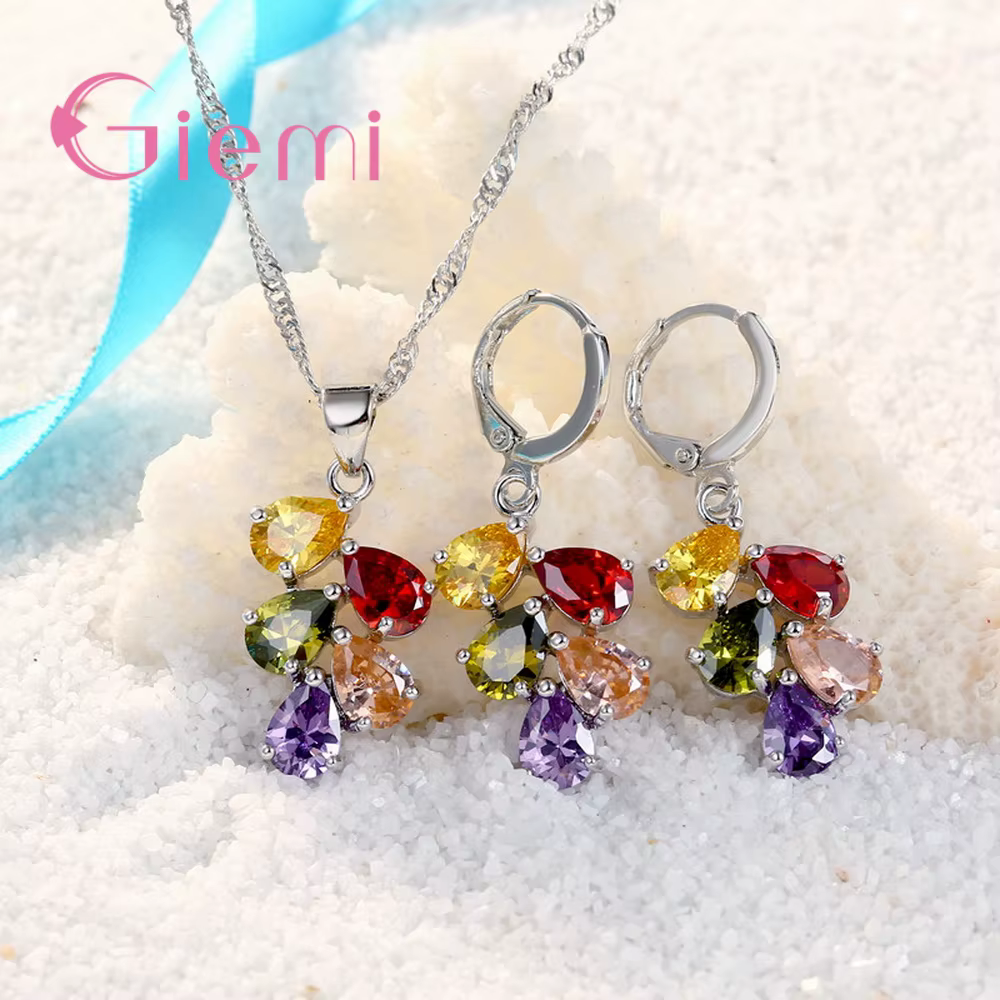 Breloque mode 925 en argent Sterling femmes bijoux ensembles jolis cadeaux pour partenaire féminin Pip pendentif collier et boucles d'oreilles