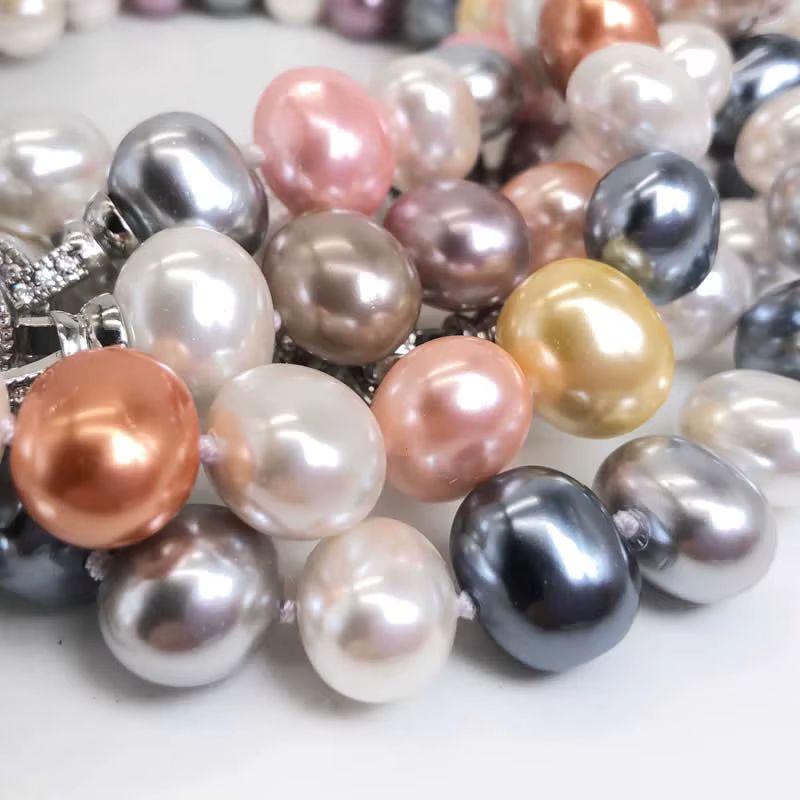 Collier de perles de culture d'eau douce de pomme de terre blanche de 12 à 15m