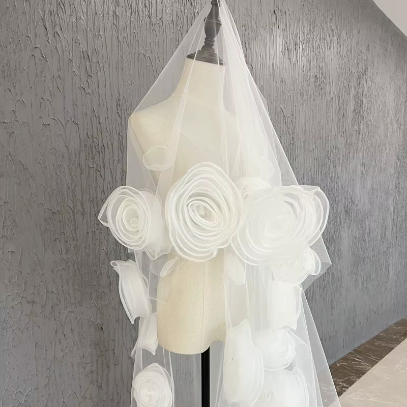 Voile de mariée Vintage de 3 mètres de long x 2