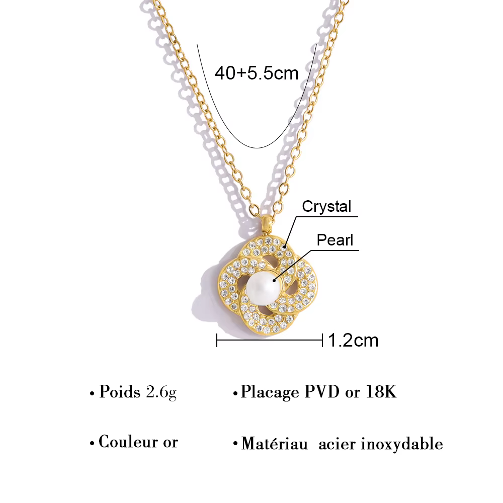YACHAN Collier pendentif en cristal de luxe pour femmes Chic Vintage Plaqué or 18K en acier inoxydable Bijoux tendance