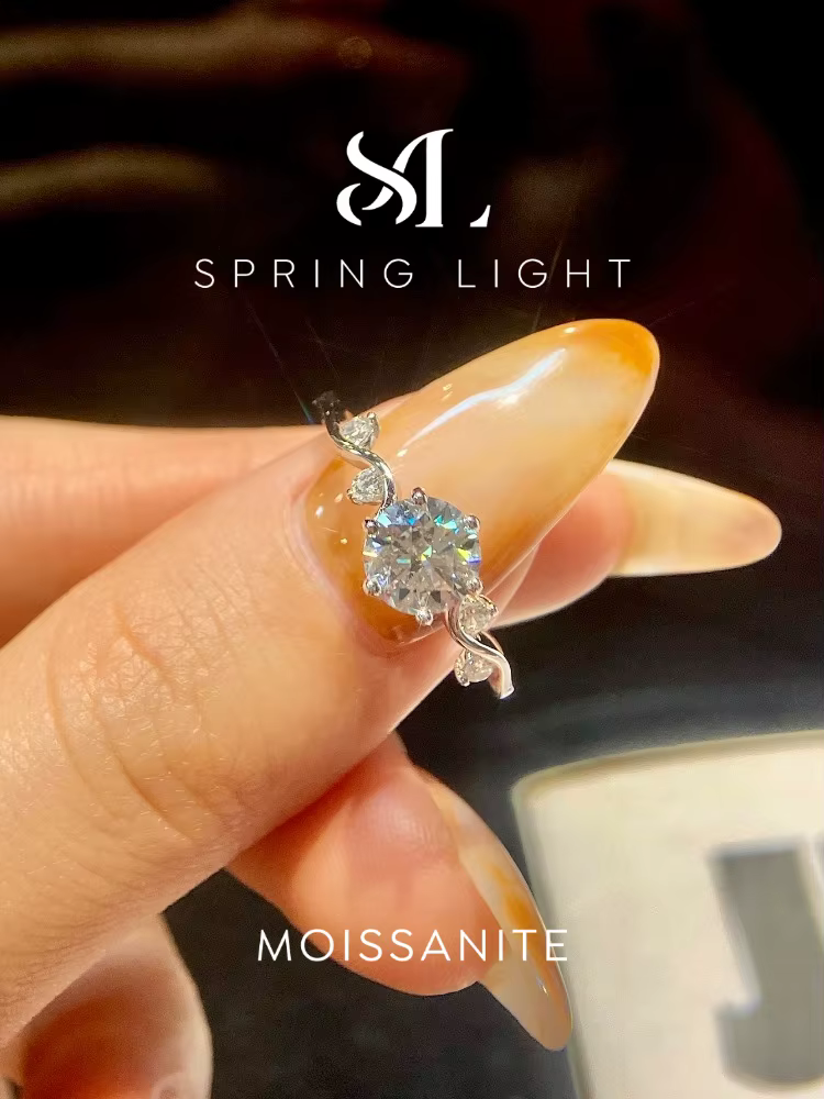 Bagues de fiançailles rondes en diamant Moissanite 1CT brillant pour femmes