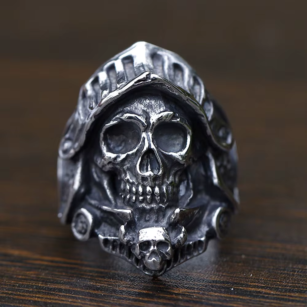 Bague de motard en acier inoxydable pour hommes