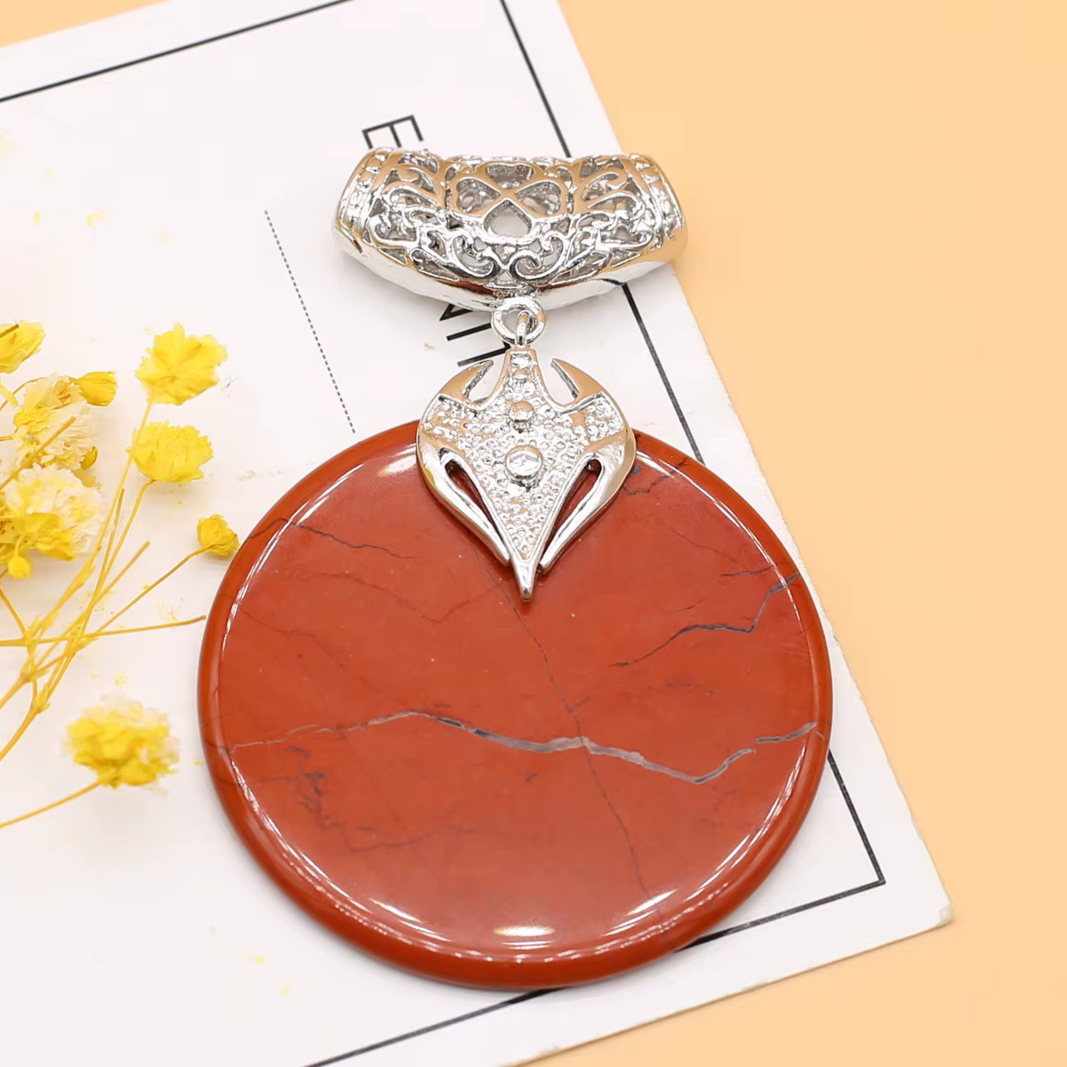 Pendentif Rond en Pierre Naturelle Exquise pour Collier