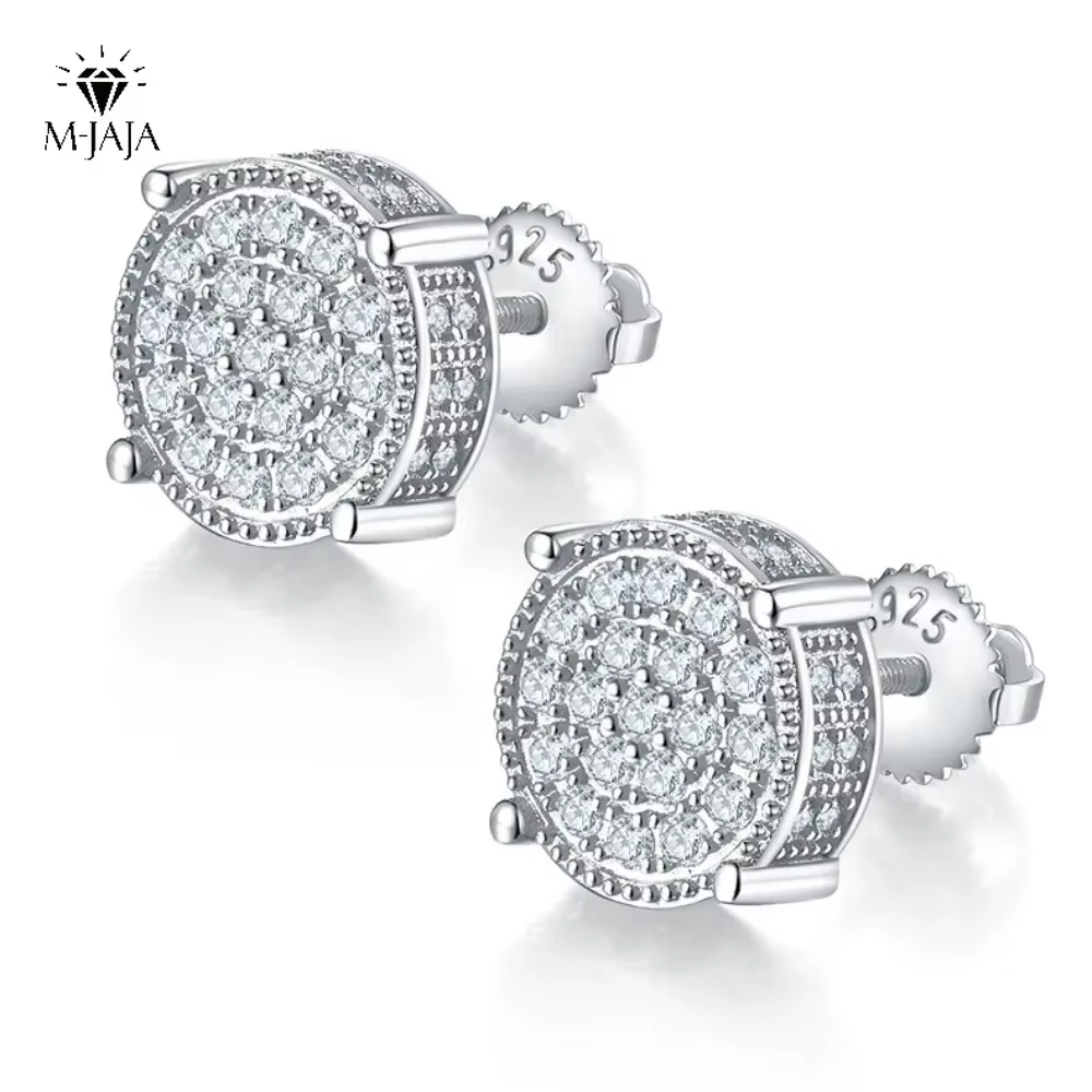 M-JAJA boucles d'oreilles Moissanite complètes pour femmes/hommes plaqué or S925 argent diamant