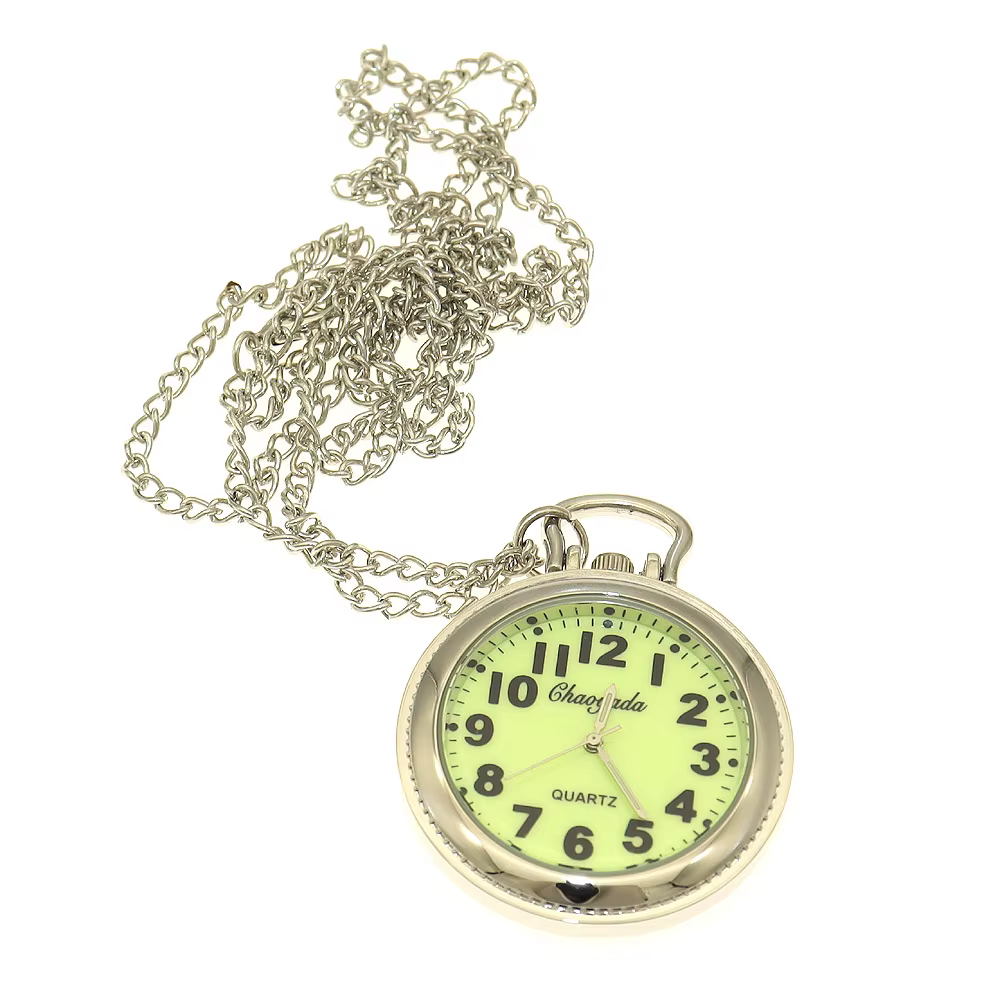 Grand chiffre lumineux Montre de poche à cadran romain avec pendentif collier