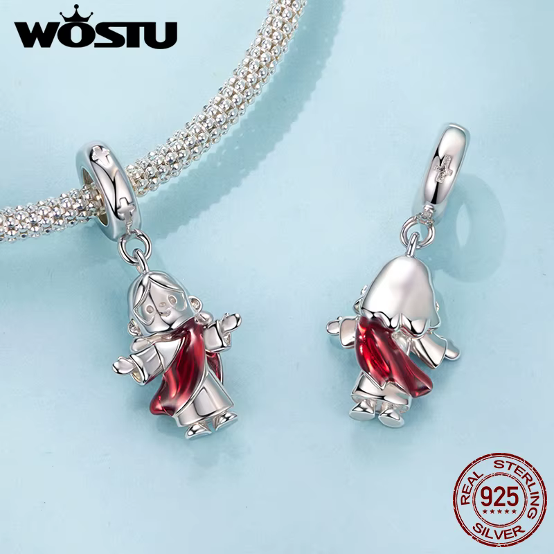 WOSTU 925 argent Sterling religieux jésus pendentif à breloque bijoux à bricoler soi-même faisant cadeau collier idéal pour bébé baptême première Communion
