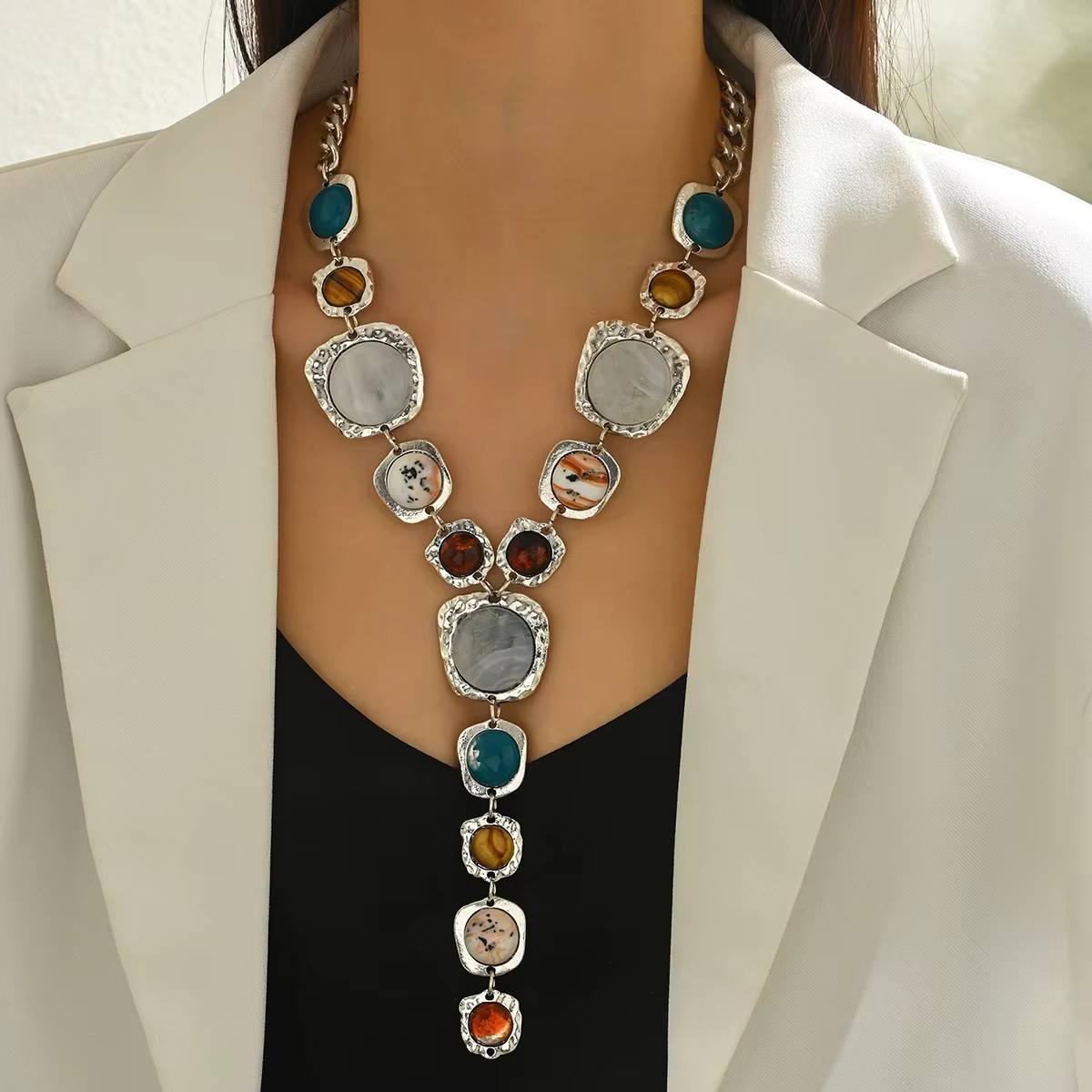 Collier Long rétro en forme de Y pour femmes