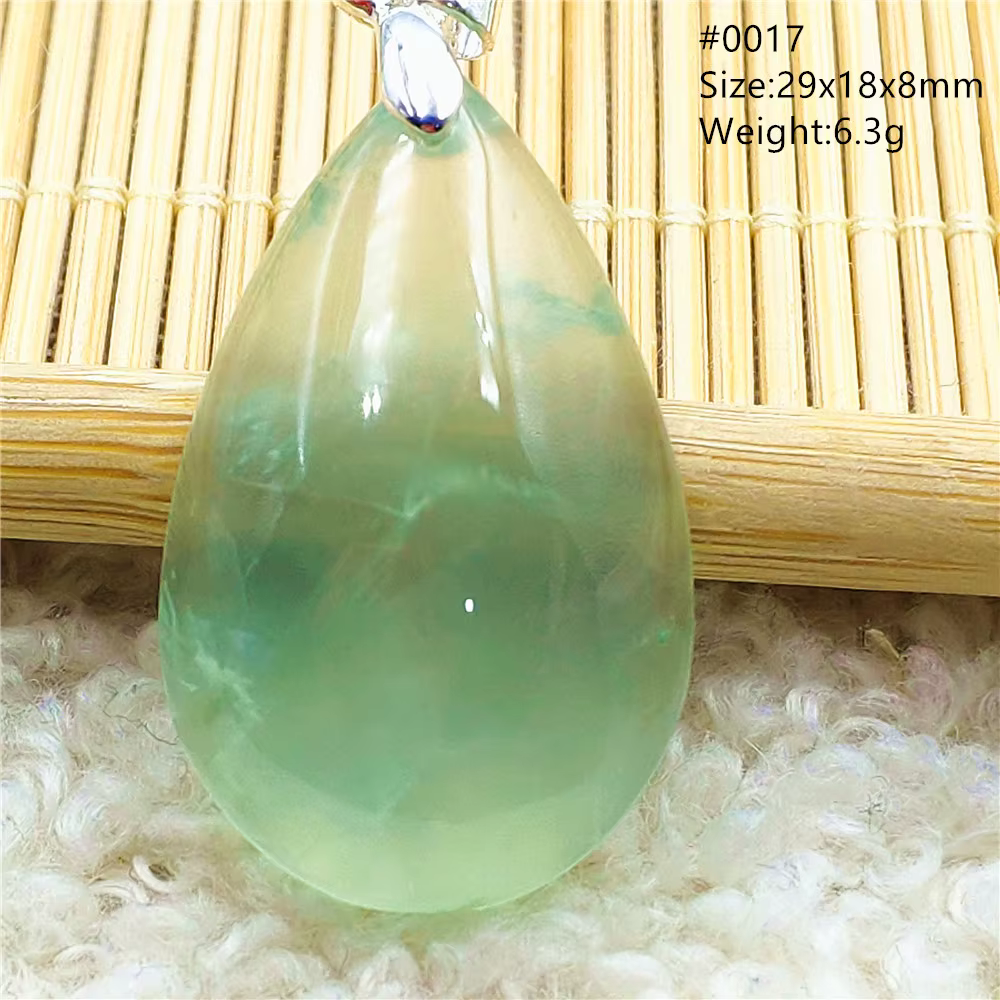 Collier pendentif goutte d'eau en cristal de préhnite vert naturel
