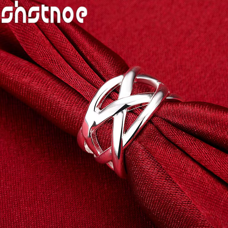 Bague tressée multi-lignes en argent Sterling 925 pour femmes