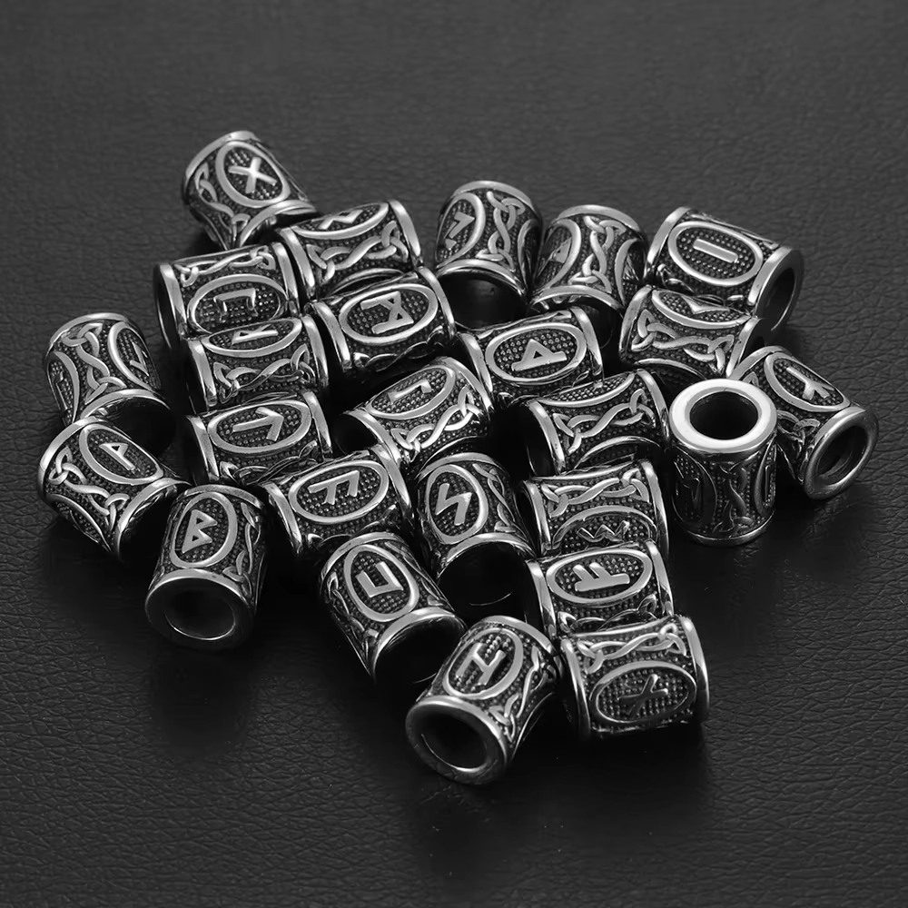 Perles de Rune Viking en acier inoxydable