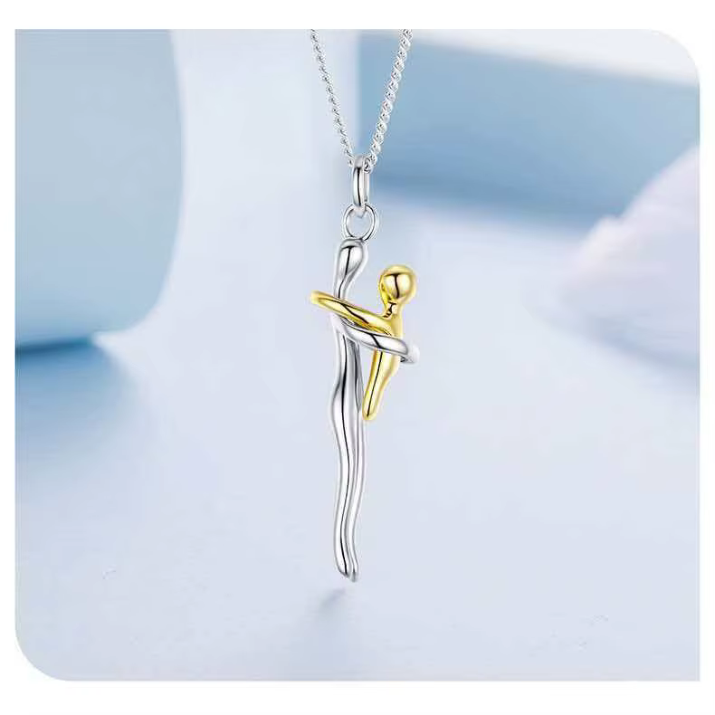 Collier bicolore 2026 avec pendentif détachable Mère et Enfant