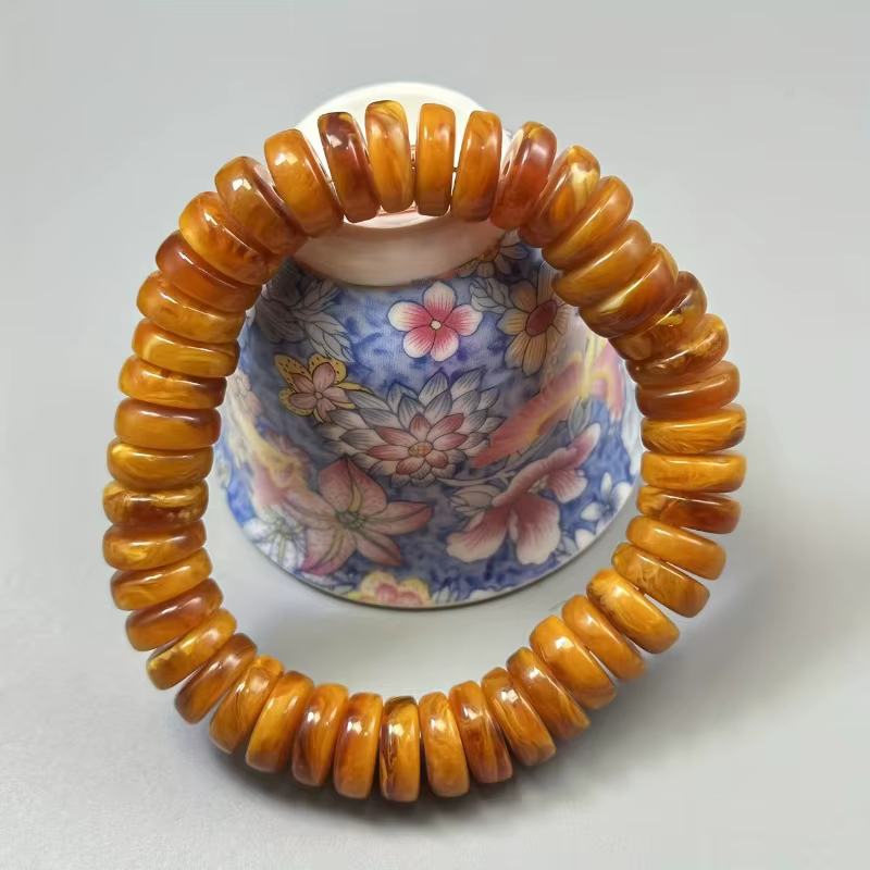 Bracelet de perles de cire d'abeille ambre