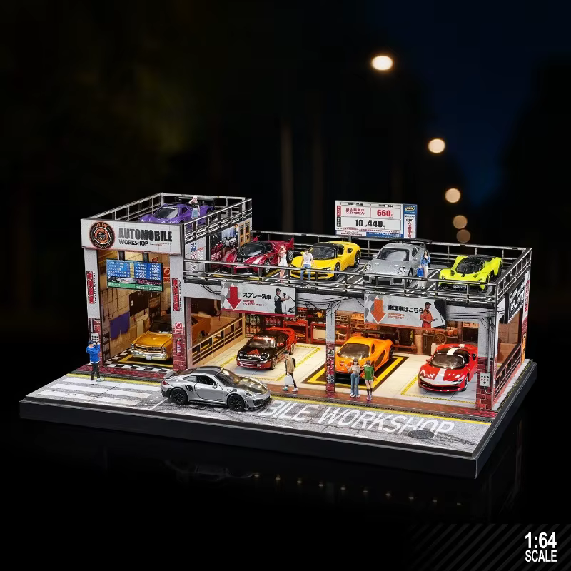 Maquette de garage de simulation style américain 1/64