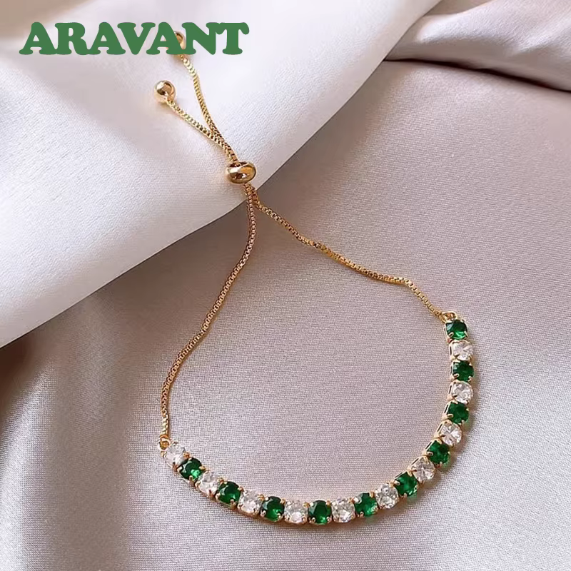 Aravant 925 argent 18K or émeraude Bracelet chaînes pour femmes bijoux de mode