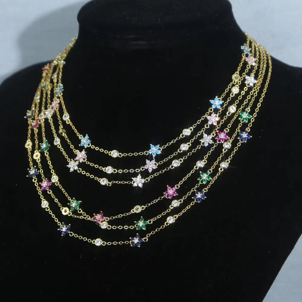 Collier ras du cou CZ coloré arc-en-ciel