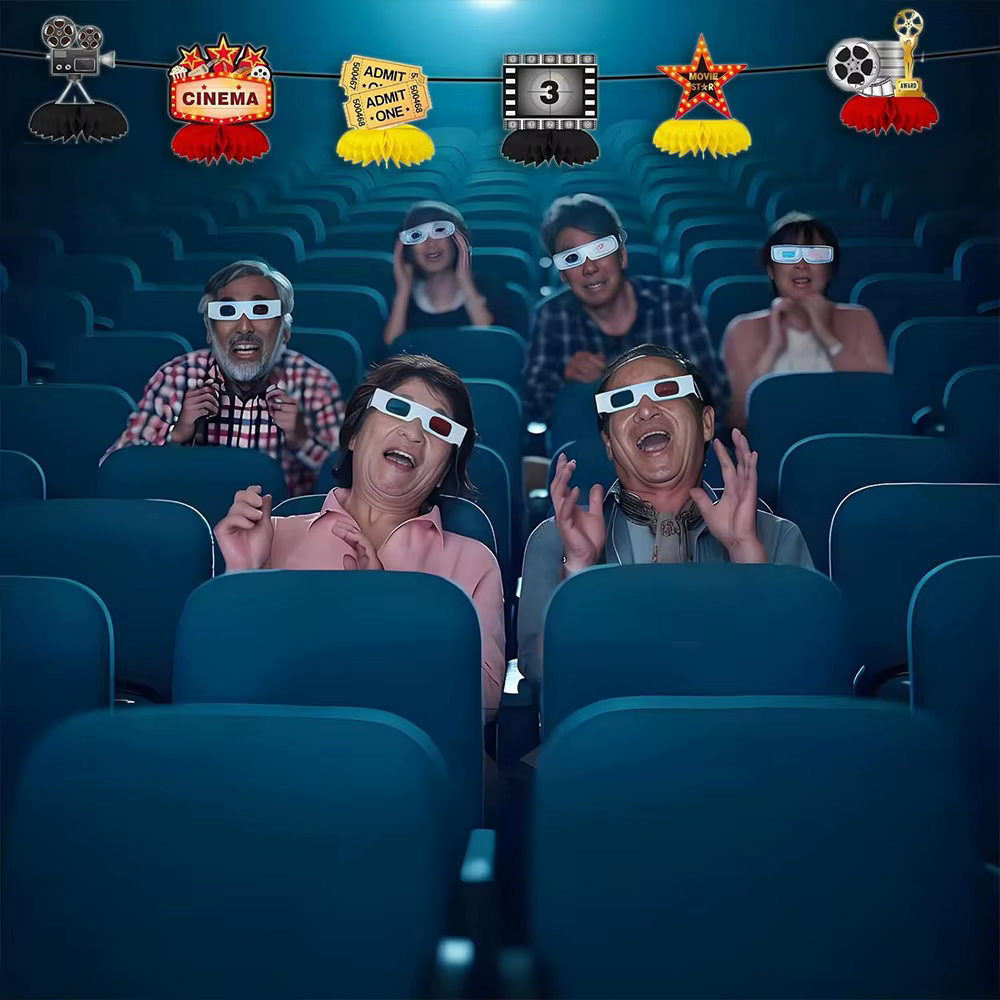 Centres de table nid d'abeille sur le thème du cinéma de Hollywood