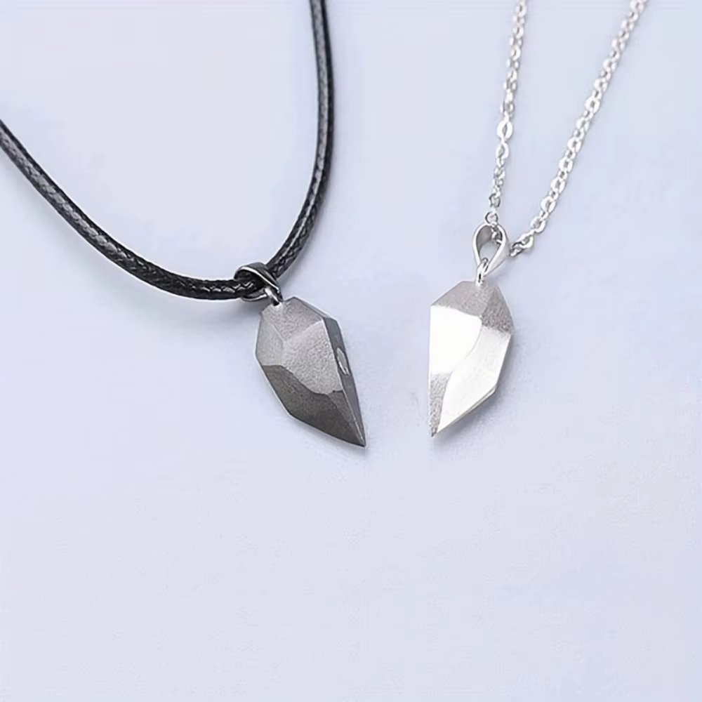 Cadeau de saint valentin bonne qualité Simple Couple pendentif collier électrocardiogramme magnétique coeur