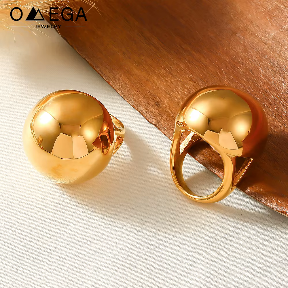 Sphblades-Bague épaisse en acier inoxydable plaqué or 18 carats pour femme