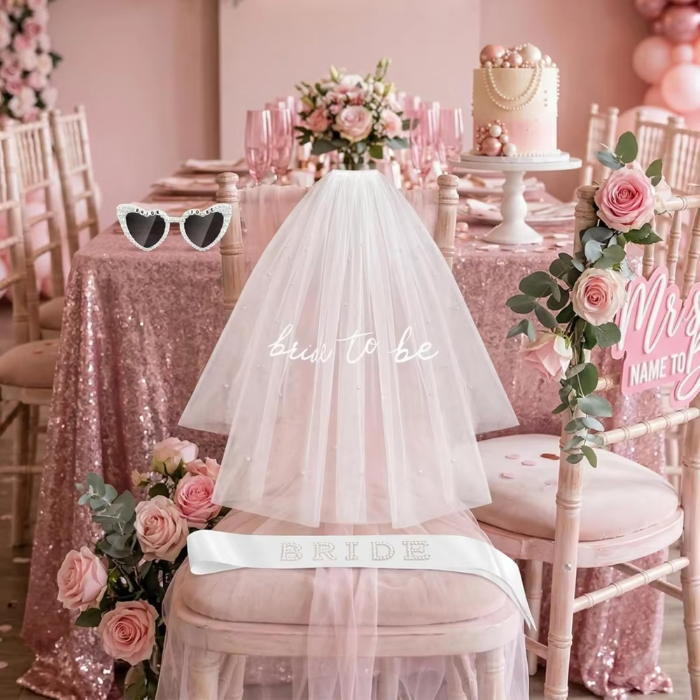 Ensemble d'accessoires pour future mariée avec voile