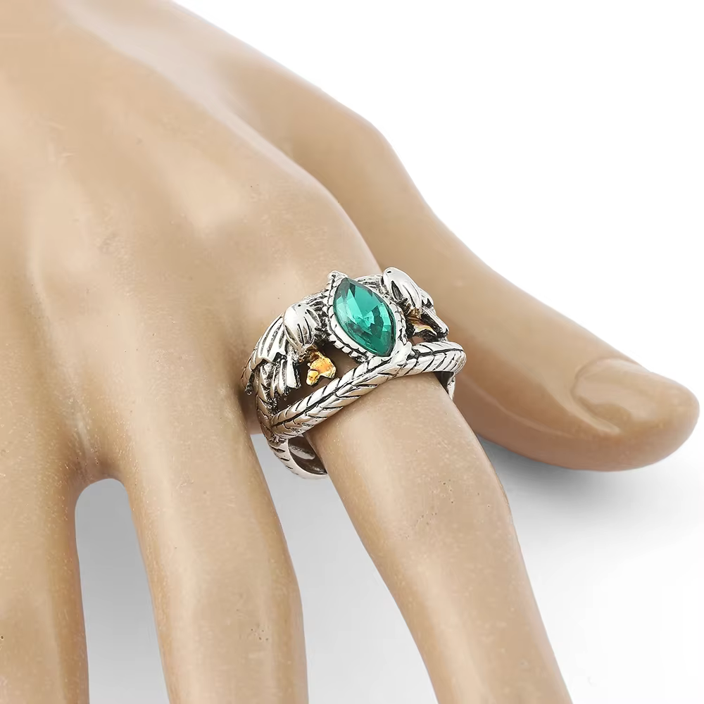 Bague du Seigneur de Barahir Aragorn Gondor Anneaux en cristal vert