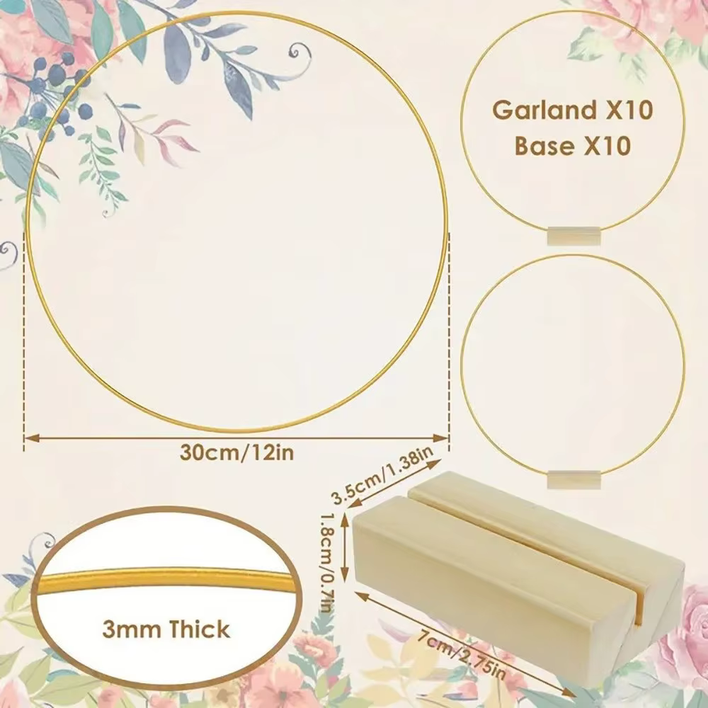 Cercle en fer doré de 30 cm pour couronne florale