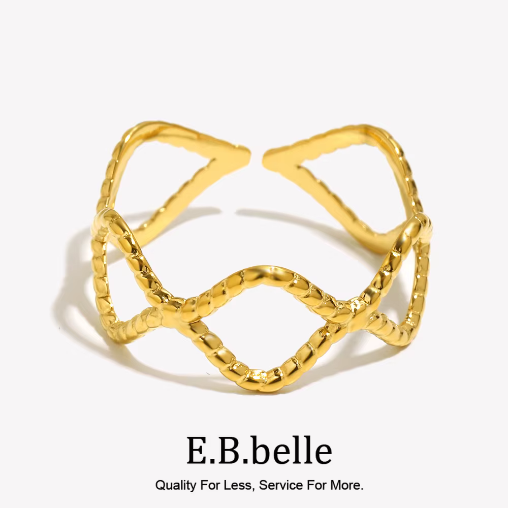 E.B.belle – bague d'ouverture en losange ondulé géométrique pour femmes