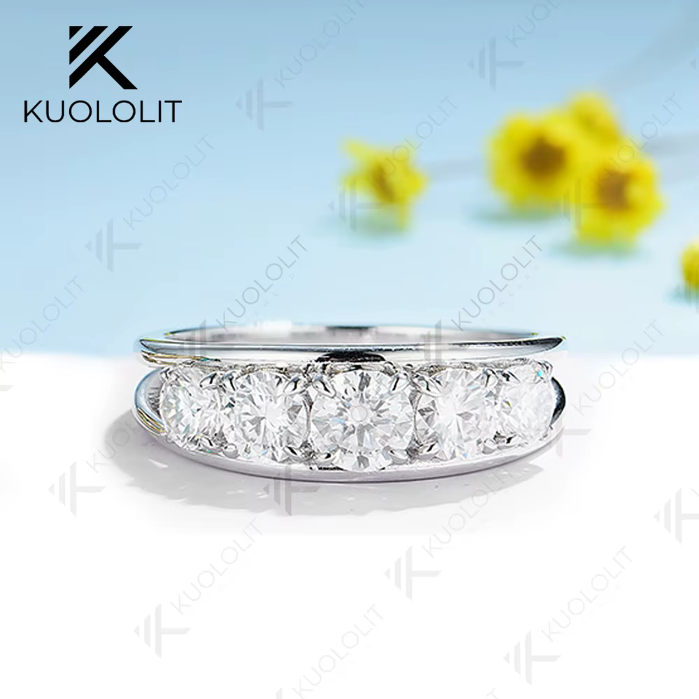 Kuololit1.9CTW Lab Grown Diamond Band pour femmes Solid18K 14K 10K 585 bague de fiançailles en or blanc pour fête de mariage cadeau de Noël