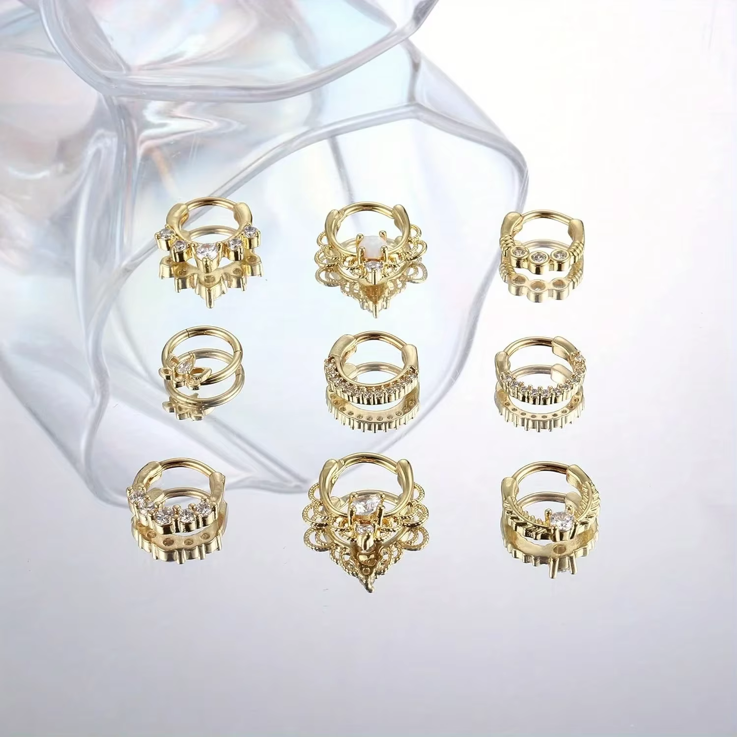 Florideco Septum anneaux 316L acier inoxydable opale Daith nez