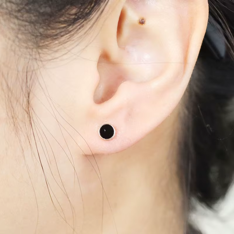 Boucles d'oreilles rondes en agate pour femme