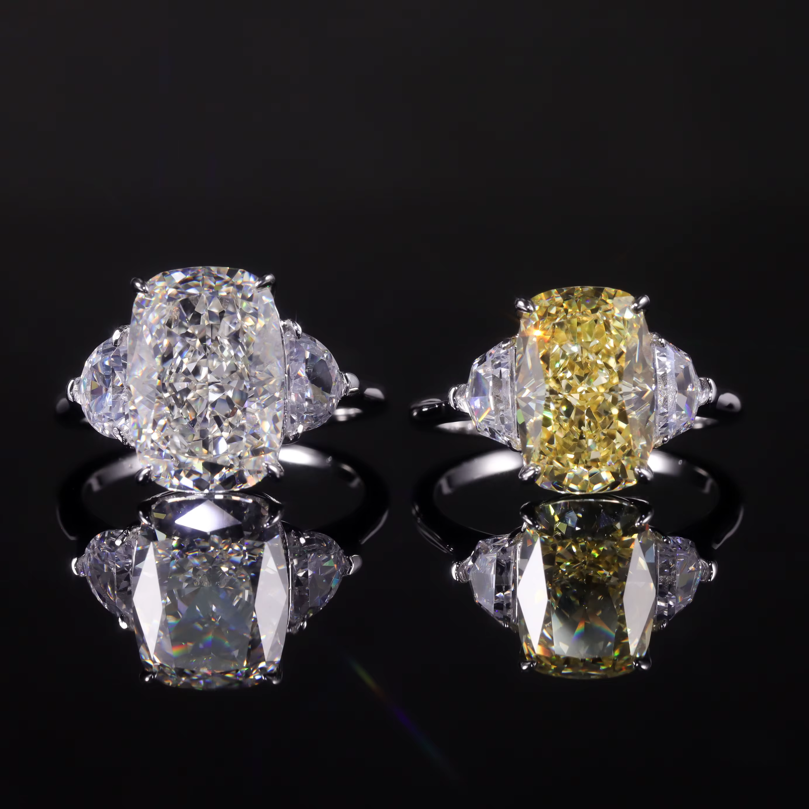GEM'S BALLET diamant-feu CZ-bague de fiançailles fantaisie jaune clair trois pierres 925 bagues de déclaration en argent Sterling pour les femmes
