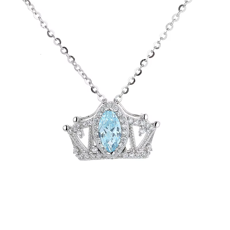 Collier bleu sur couronne pour femme