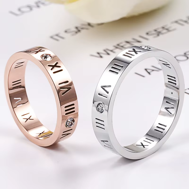 Buyee 925 bague en argent Sterling or Rose doigt chiffres romains