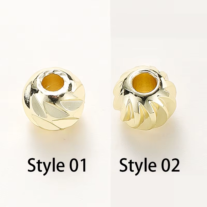 20 pcs/lot 18 K plaqué or rayé coupe fleur perles boucle d'oreille collier