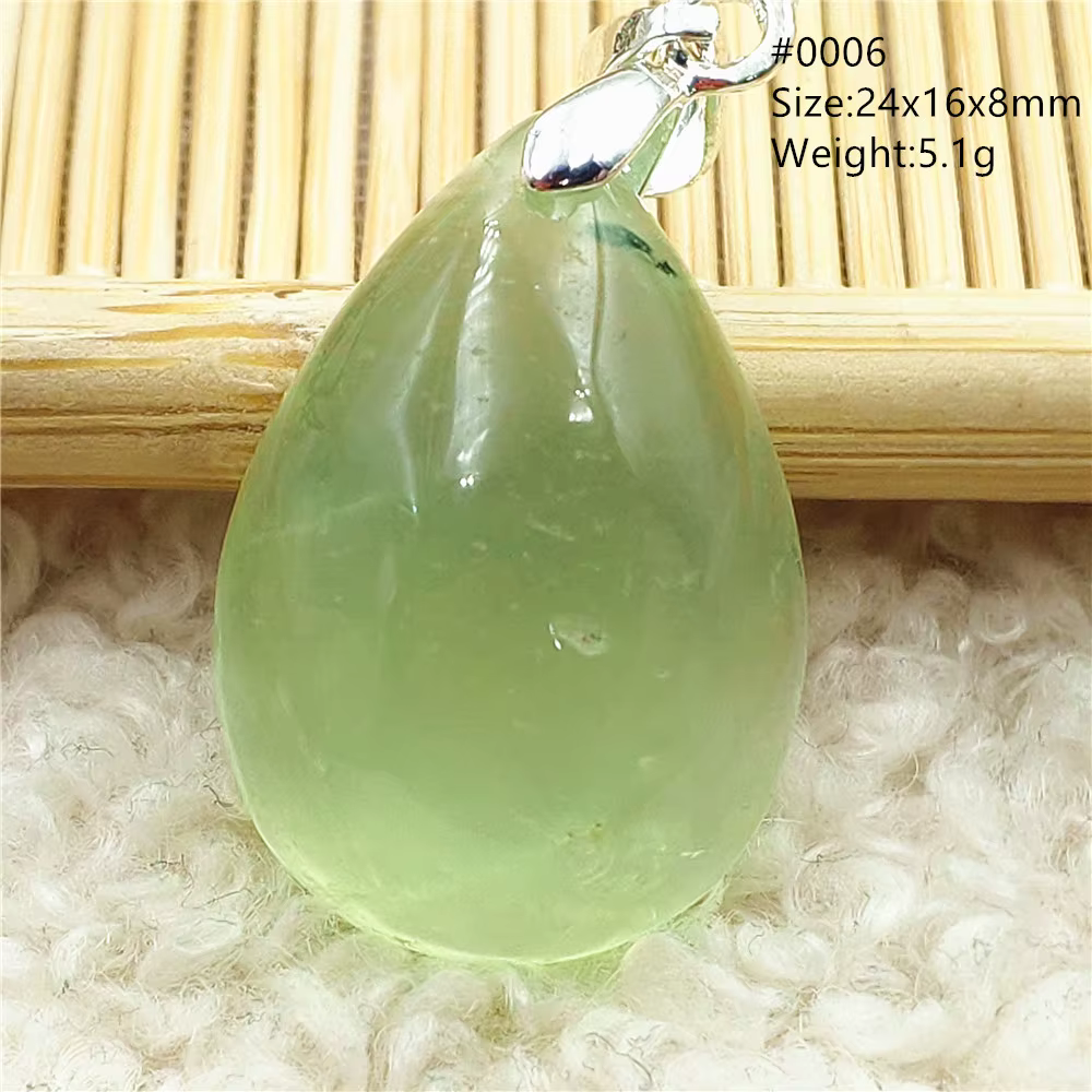 Collier pendentif goutte d'eau en cristal de préhnite vert naturel