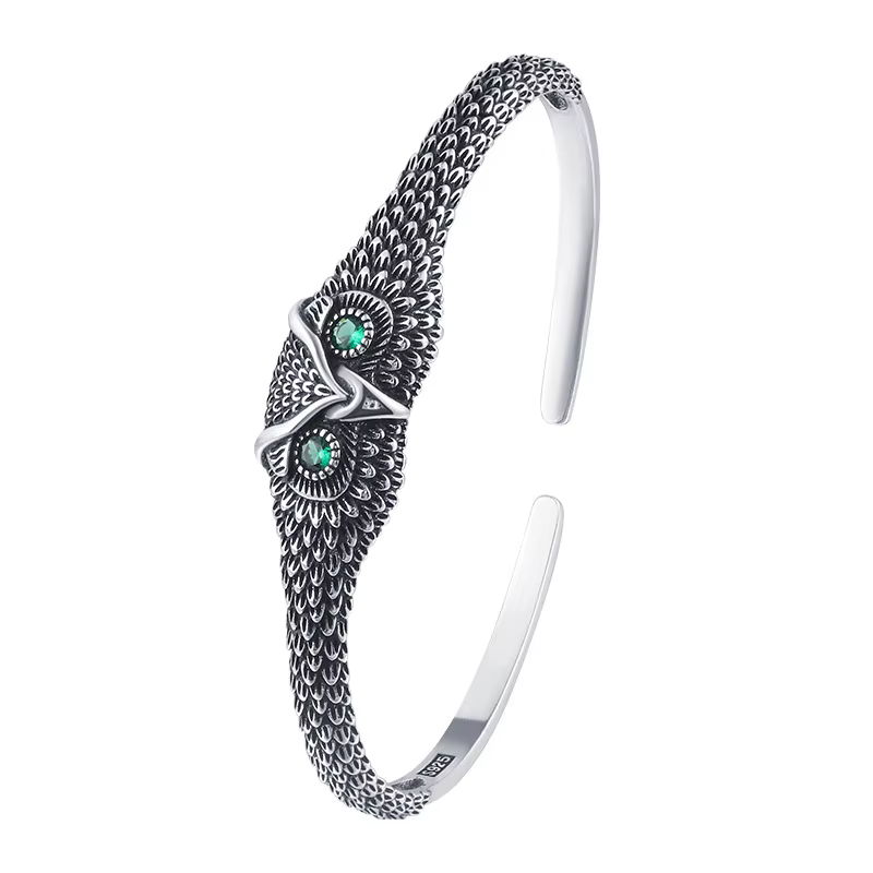 Bracelet d'ouverture rebrodé en argent regardé 925 pour femme