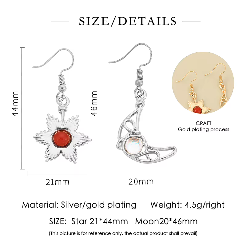 Boucles d'oreilles bohème soleil lune