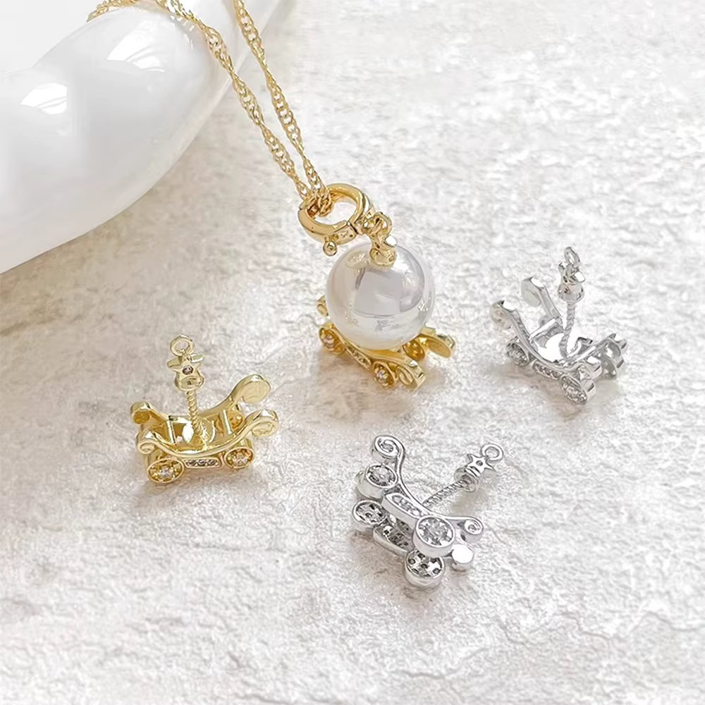 Pendentif de chariot incrusté de Zircon doré véritable plaqué en laiton