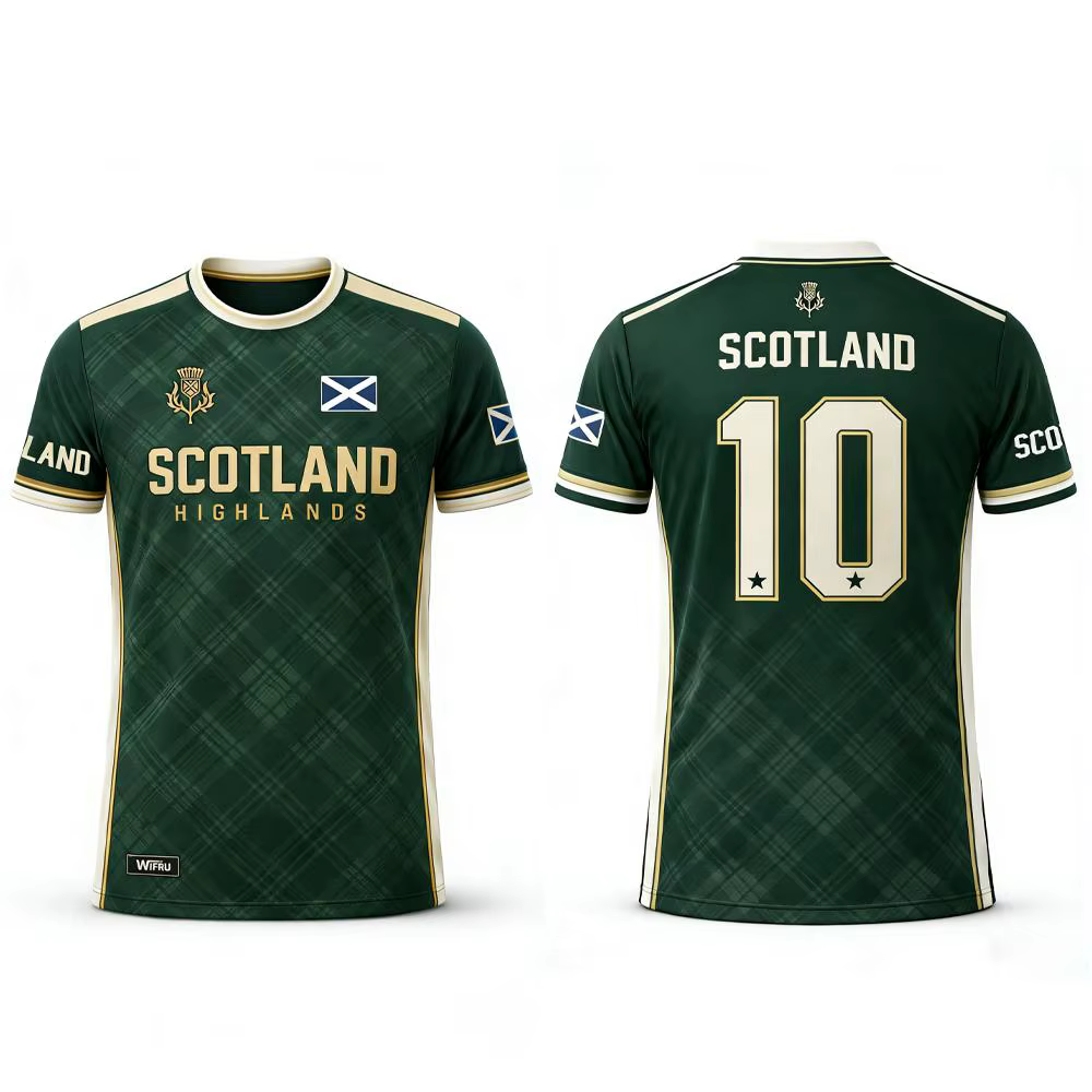 T-shirt imprimé drapeau écossais 2026 – Maillot de football respirant et à séchage rapide pour homme – Tenue d'entraînement quotidienne – Cadeau pour supporter