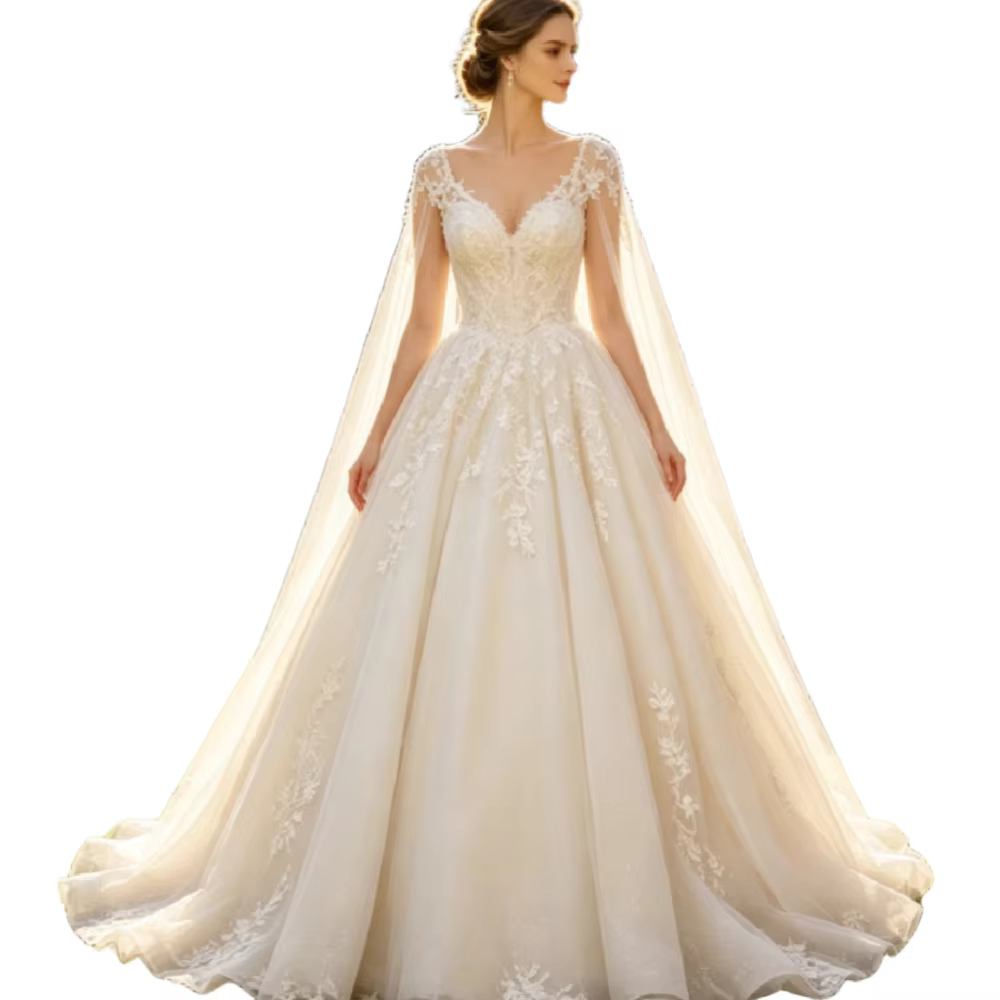 Robe de mariée princesse en tulle scintillant